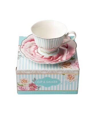 Wavy Rose Cup & Saucer Gift Box
