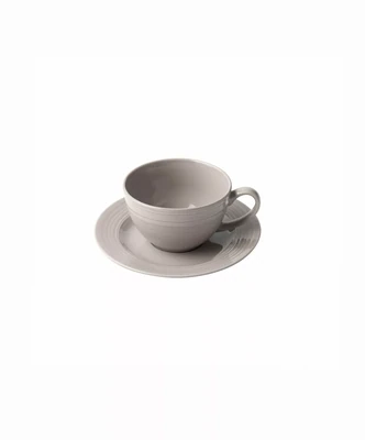 Embossed Lines Light Grey Cup & Saucer