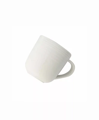 Embossed Lines Cream Coffee Mug