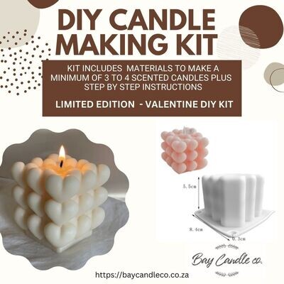 CANDLE MAKING DIY KIY (Includes reusable silicone Heart Bubble mould)
