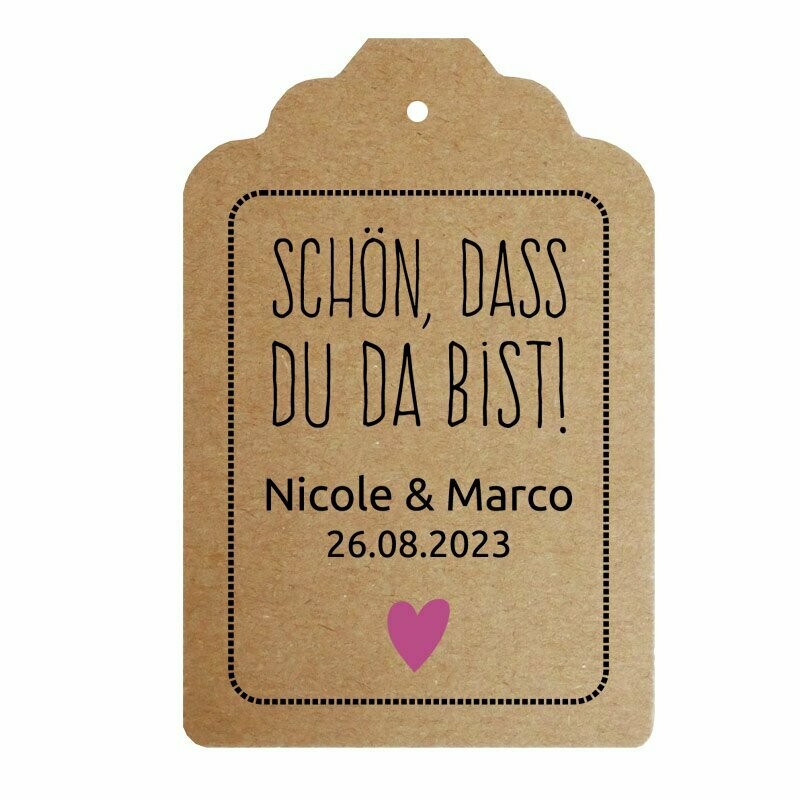 Geschenkanhänger Etikett: Schön, dass Du da bist!
