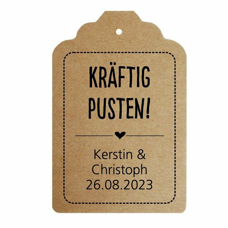Geschenkanhänger Etikett: Kräftig pusten!