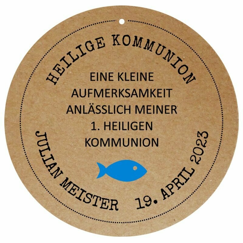 Geschenkanhänger Kreis: Heilige Kommunion