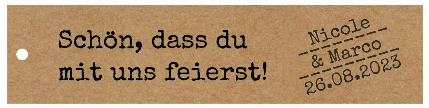 Geschenkanhänger Rechteck quer: Schön, dass du mit uns feierst!