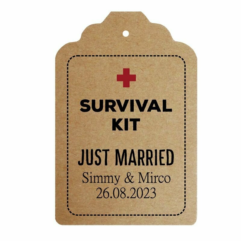 Geschenkanhänger Etikett: Survival Kit