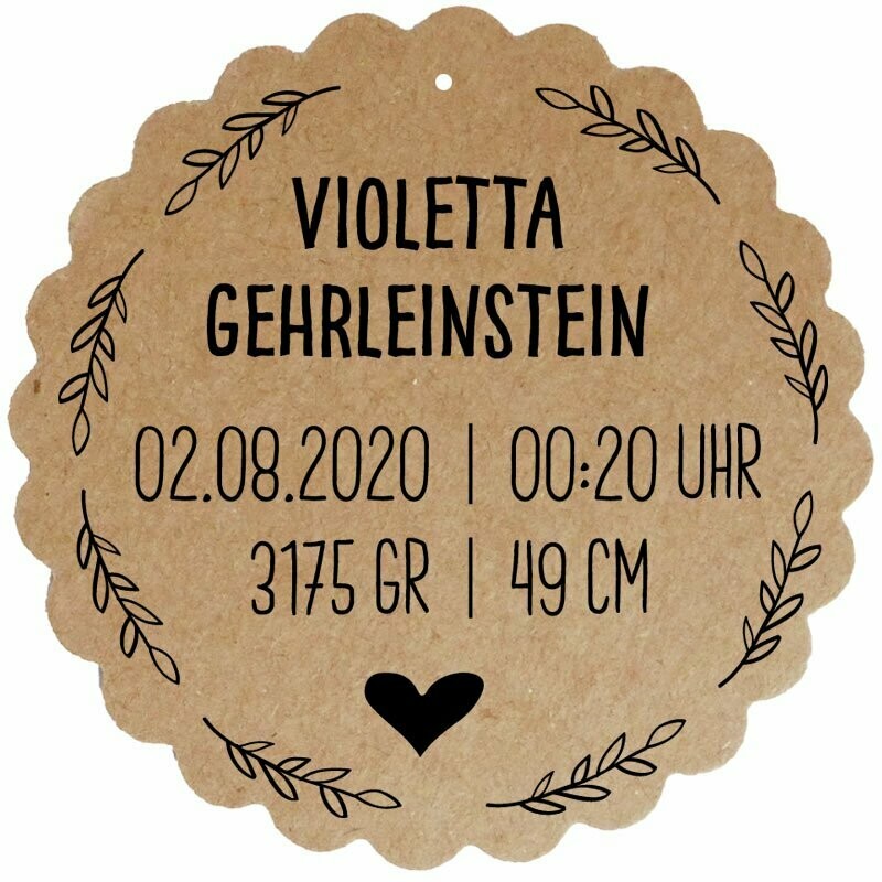 Geschenkanhänger Blume: Geburt Baby (Nr.2)