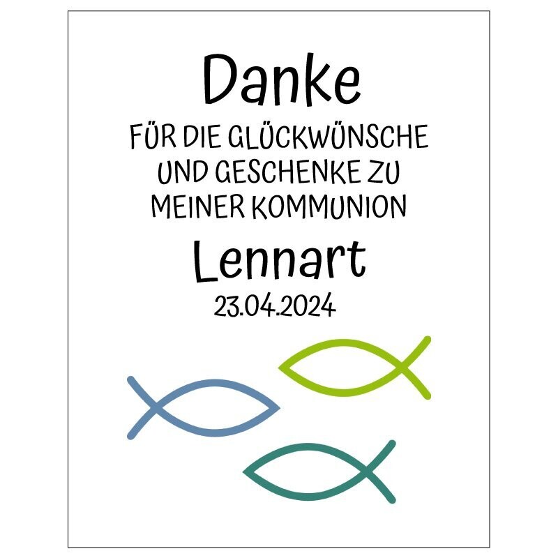 Geschenkanhänger Rechteck: mit Fischsymbolen