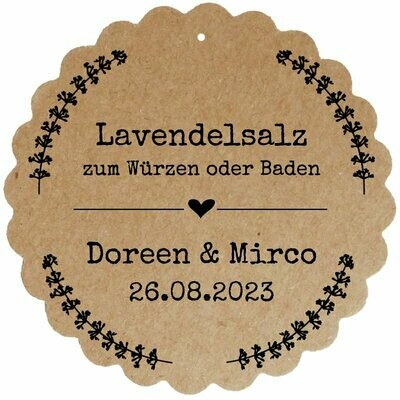 Geschenkanhänger Blume: LAVENDELSALZ Geschenkanhänger Blume: LAVENDELSALZ