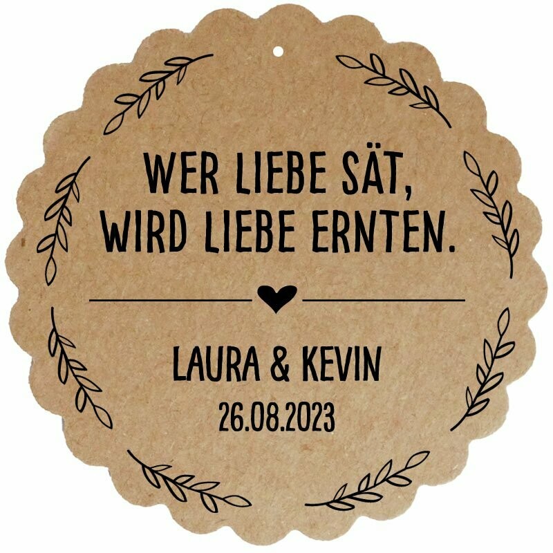 Geschenkanhänger Blume: Wer Liebe sät ... Geschenkanhänger Blume: Wer Liebe sät ...