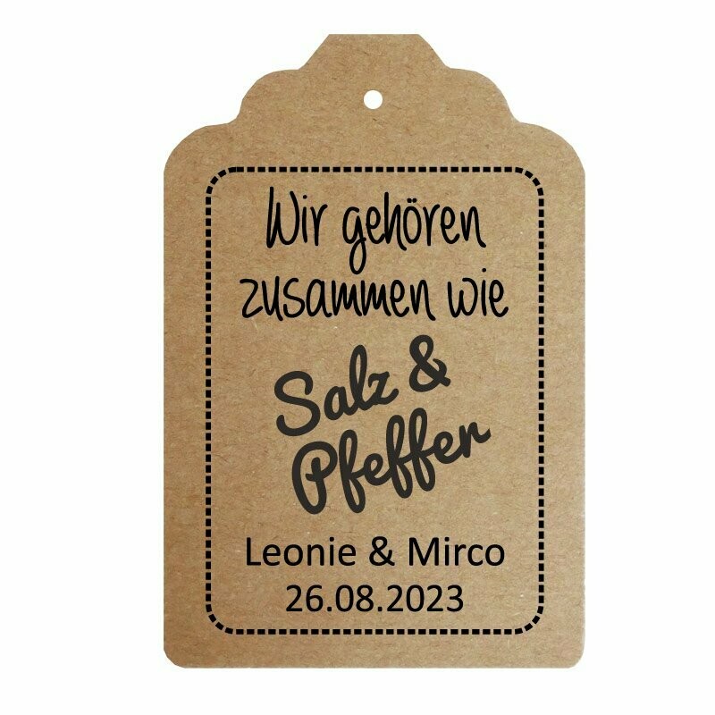 Geschenkanhänger Etikett: Wir gehören zusammen wie Salz & Pfeffer! Geschenkanhänger Etikett: Wir gehören zusammen wie Salz & Pfeffer!