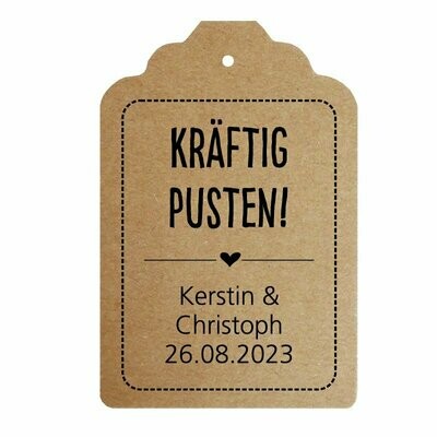 Geschenkanhänger Etikett: Kräftig pusten!