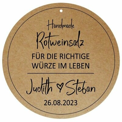 Geschenkanhänger Kreis: Rotweinsalz Geschenkanhänger Kreis: Rotweinsalz