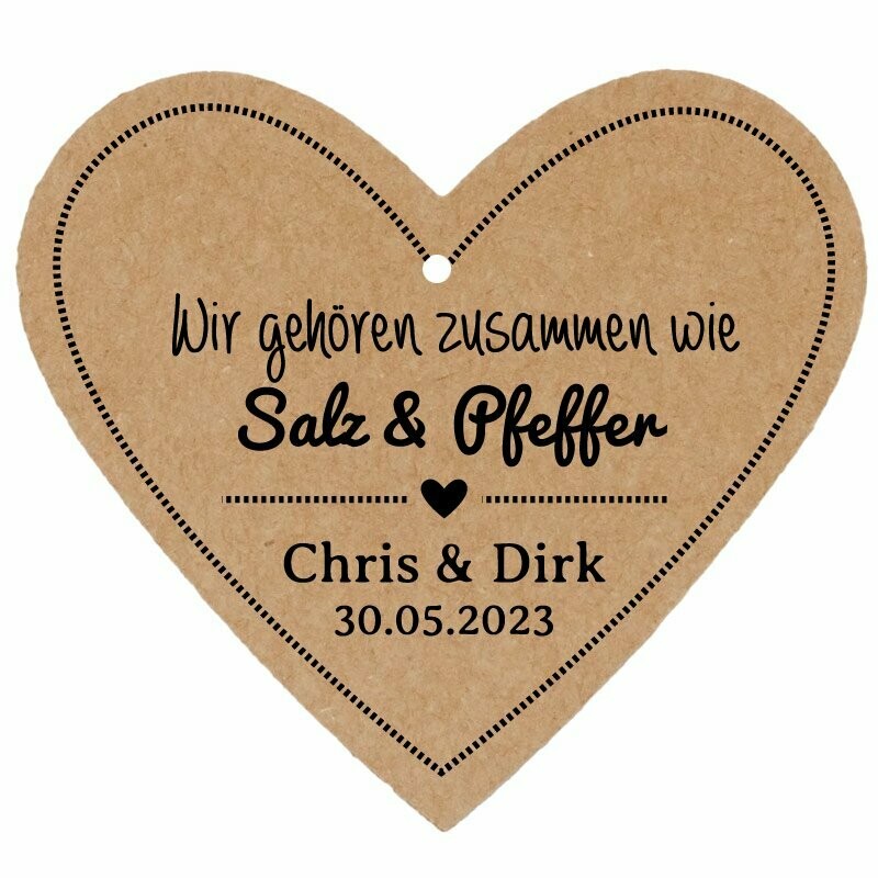 Geschenkanhänger Herz: Salz & Pfeffer
