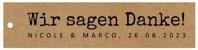 Geschenkanhänger Rechteck quer: Wir sagen Danke! Geschenkanhänger Rechteck quer: Wir sagen Danke!