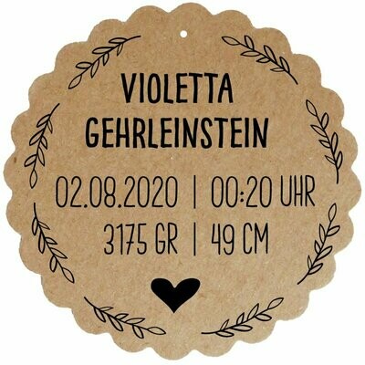 Geschenkanhänger Blume: Geburt Baby (Nr.2)