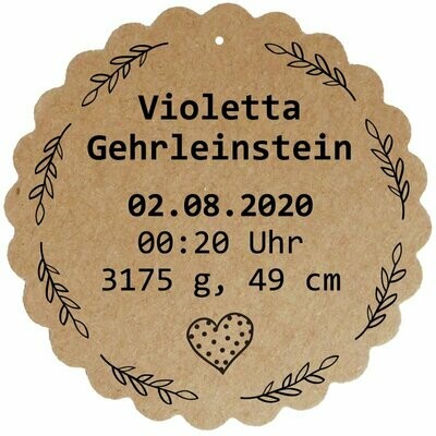 Geschenkanhänger Blume: Geburt Baby (Nr.1)