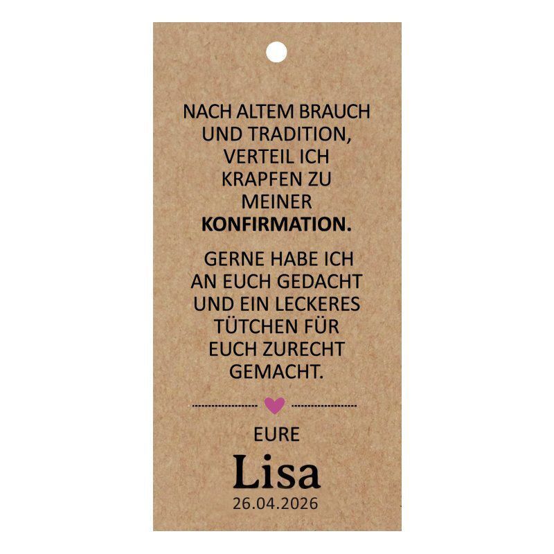 Geschenkanhänger Rechteck hoch: Krapfentüte