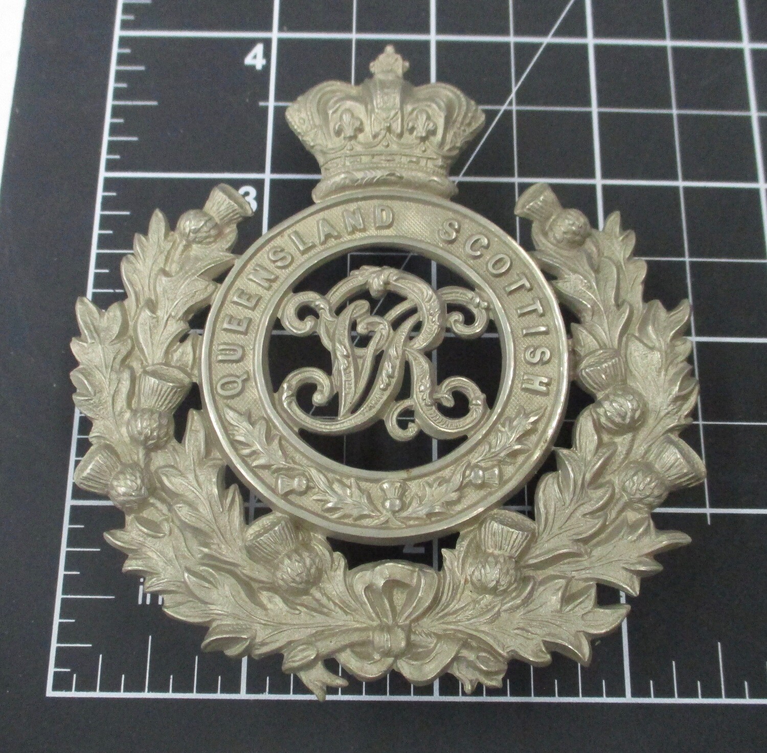 Queensland Scottish Regiment. Helmet plate, post 1885. Pre-Fed