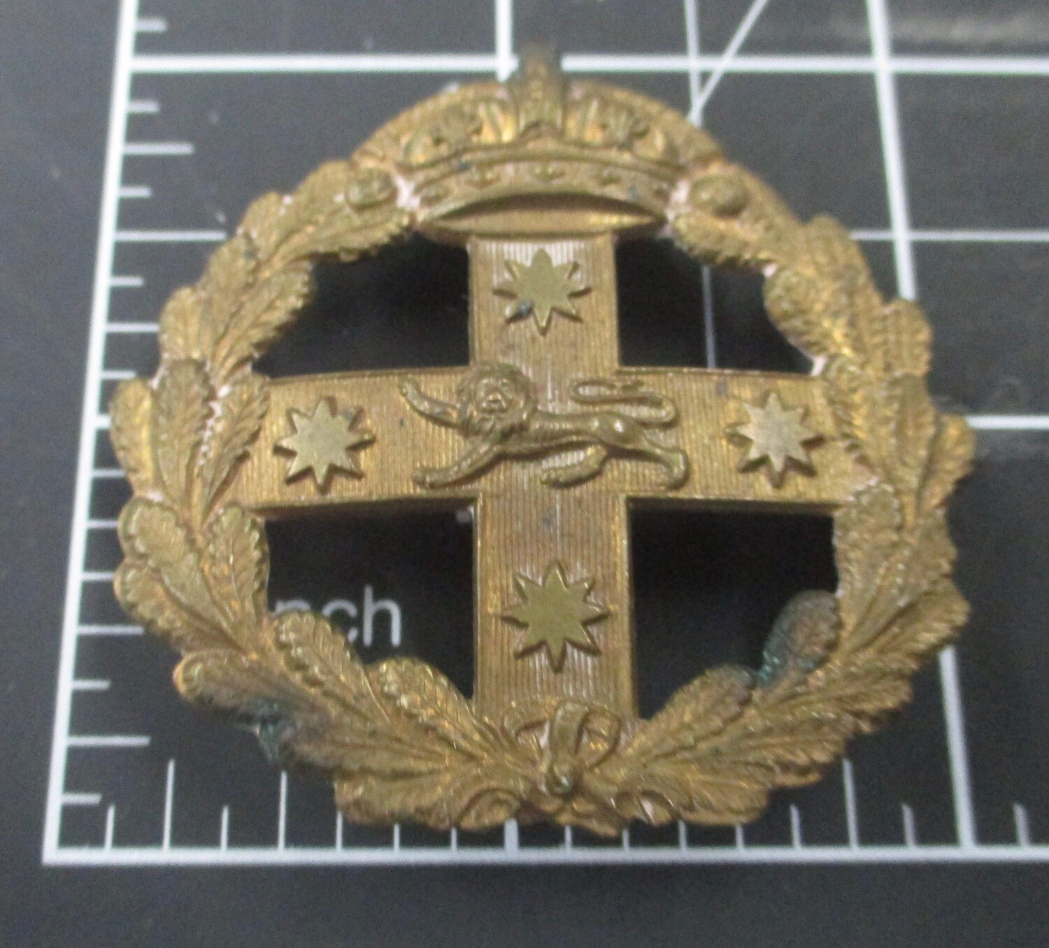 NSW Military Forces, c1900. Pre-Fed Hat, pouch or belt buckle centre badge.