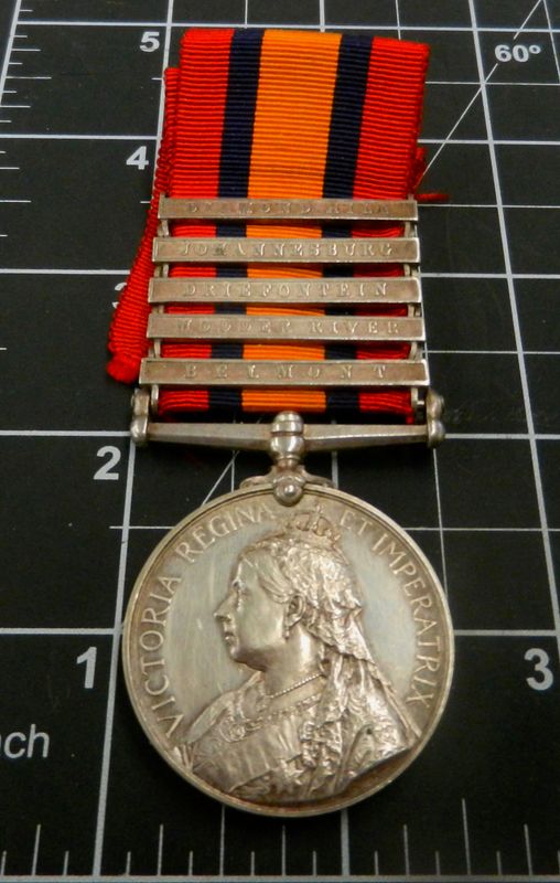 Queens South Africa Medal: 5 Battle clasps casualty, Powlesland. Coldstream Guards