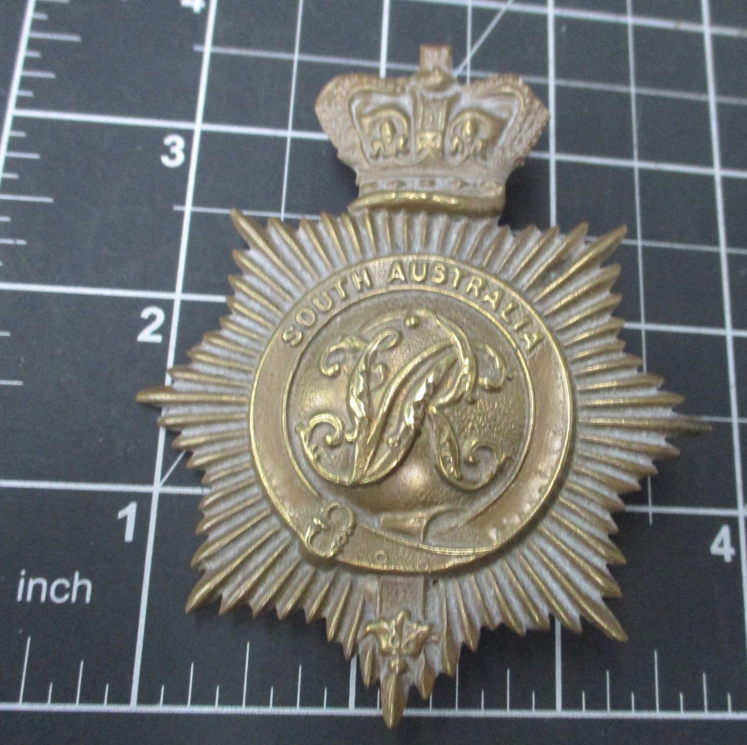 South Australian militia, Helmet plate, badge, 1895 Pre-Fed