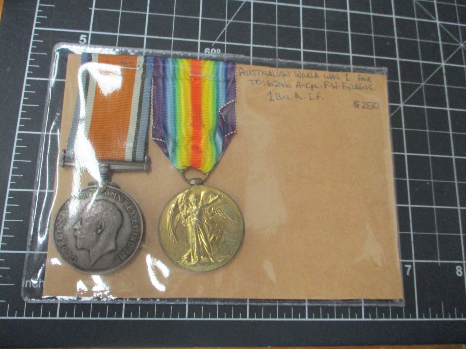 Australian WW1 Medal pair: FIELDING. 1 Bn. A.I.F