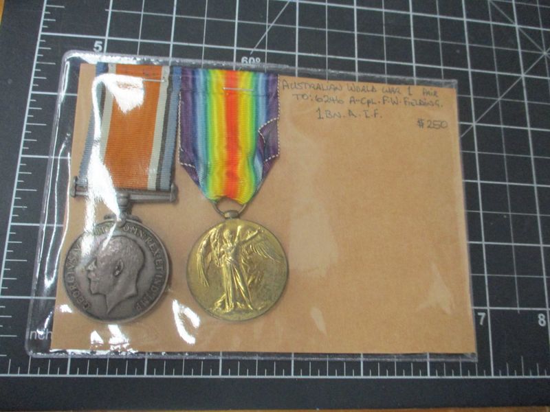 Australian WW1 Medal pair: FIELDING. 1 Bn. A.I.F