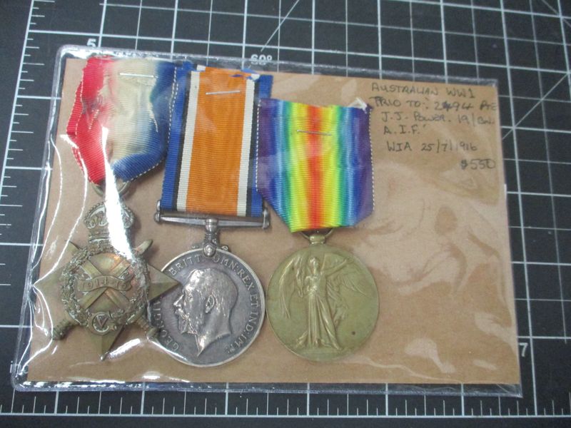 Australian WW1 Medal Trio. POWER. 19 Bn.  A.I.F