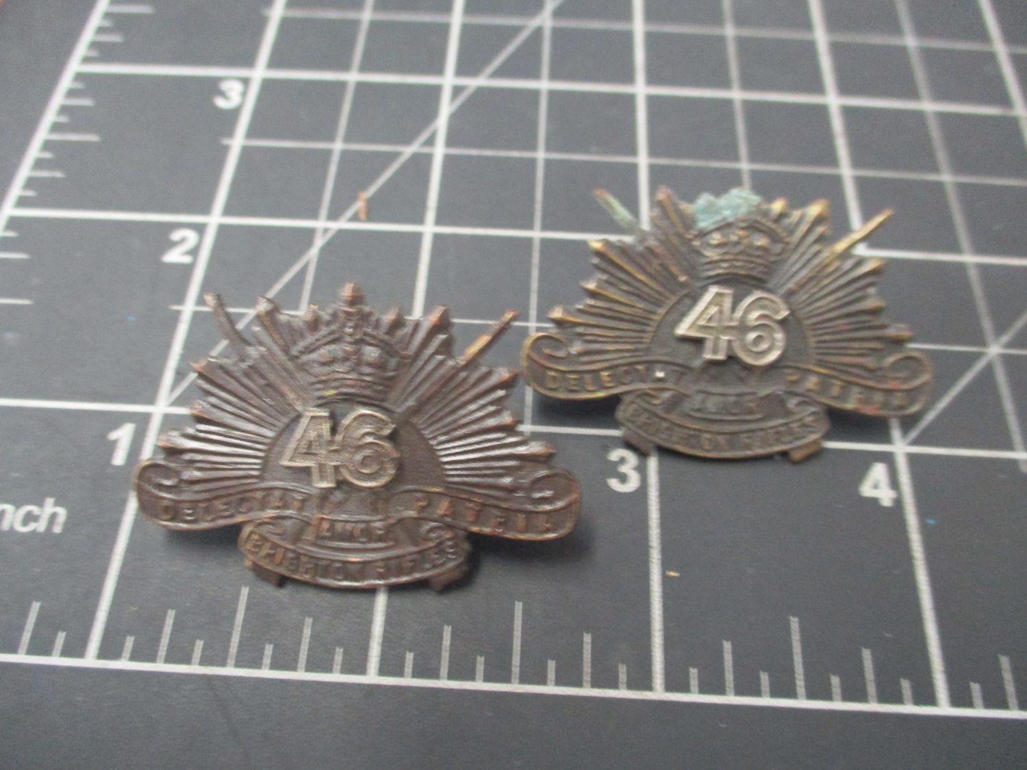 46th Infantry Battalion  1930-42 Collar badge PAIR