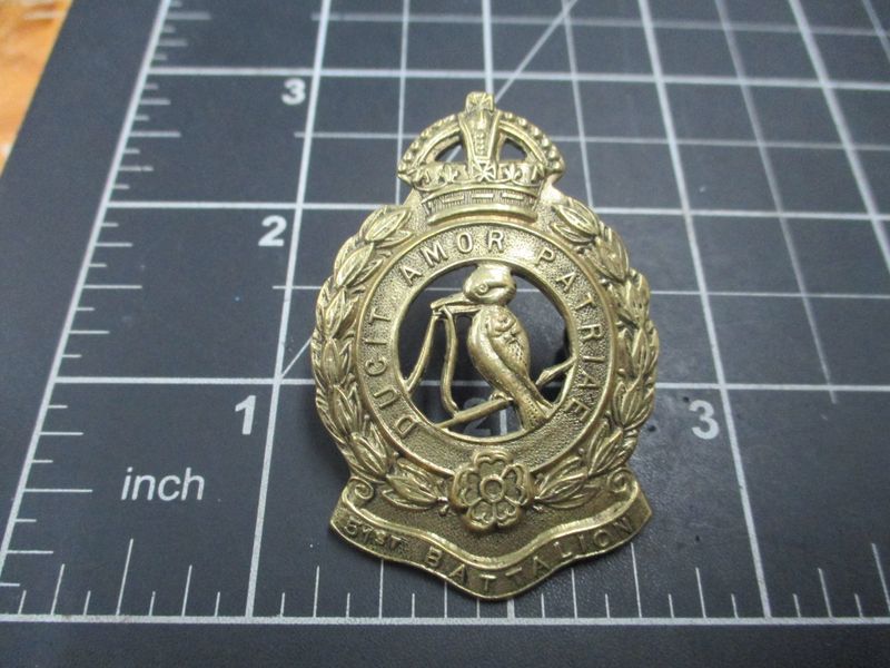 51st Infantry Battalion  1930-42 hat badge