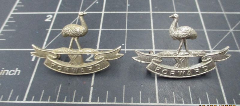 11th Light Horse Regt 1930-42 collar badges pair.
