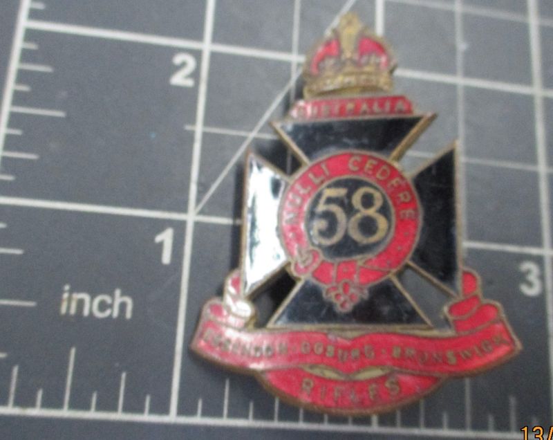 58th Infantry Battalion  1930-42 hat badge