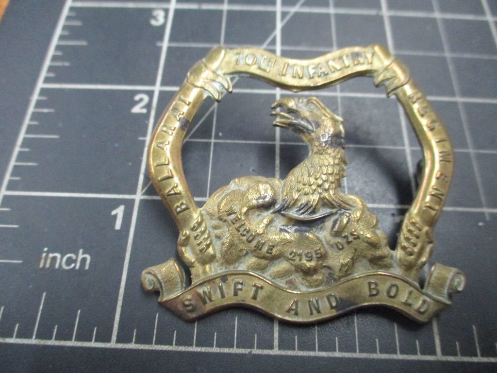 70th (Ballarat) Infantry Regiment (VIC) hat badge 1912-1918. RARE