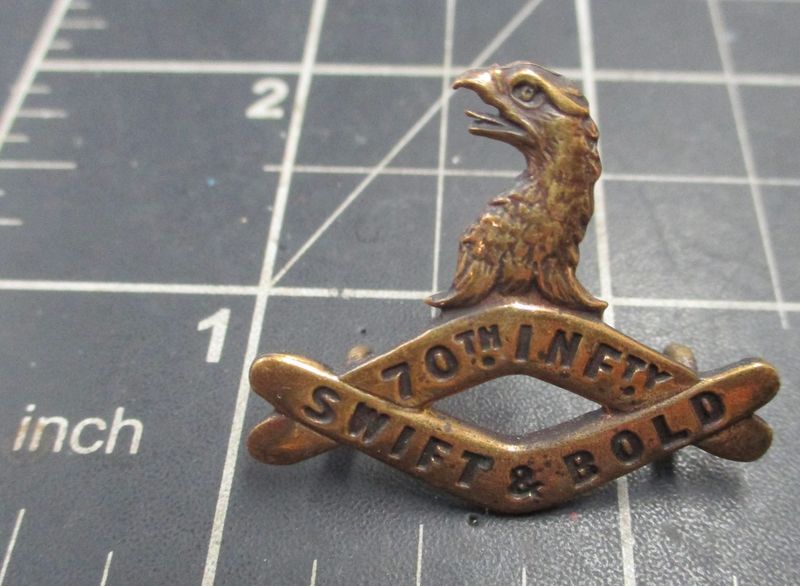 70th (Ballarat) Infantry Regiment (VIC) collar badge 1912-1918. RARE