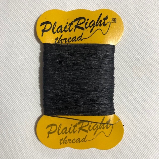 Plait Right Plaiting Thread, Size: 30m Card with plaiting needle, Colour: Black