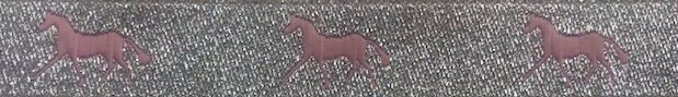Horse Binding- Silver/ Pale Pink Horse
