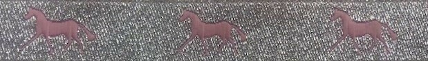 Horse Binding- Silver/ Pale Pink Horse