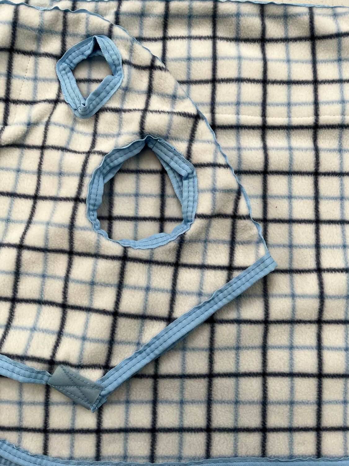 Polar Fleece Hood - Navy/sky Collar check (Small Pony Size)