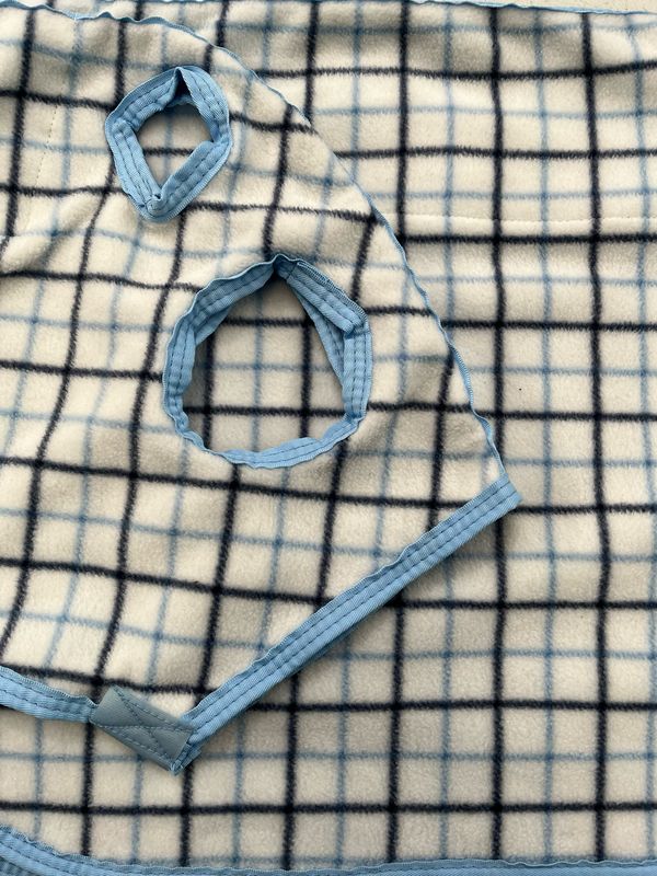 Polar Fleece Hood - Navy/sky Collar check (Small Pony Size)