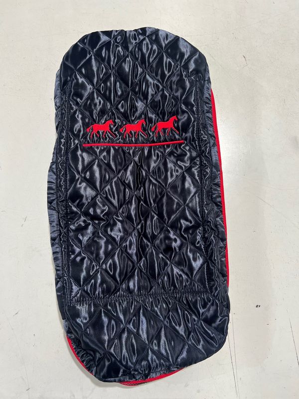 Bridle Bag - Quilted Navy with Red binding