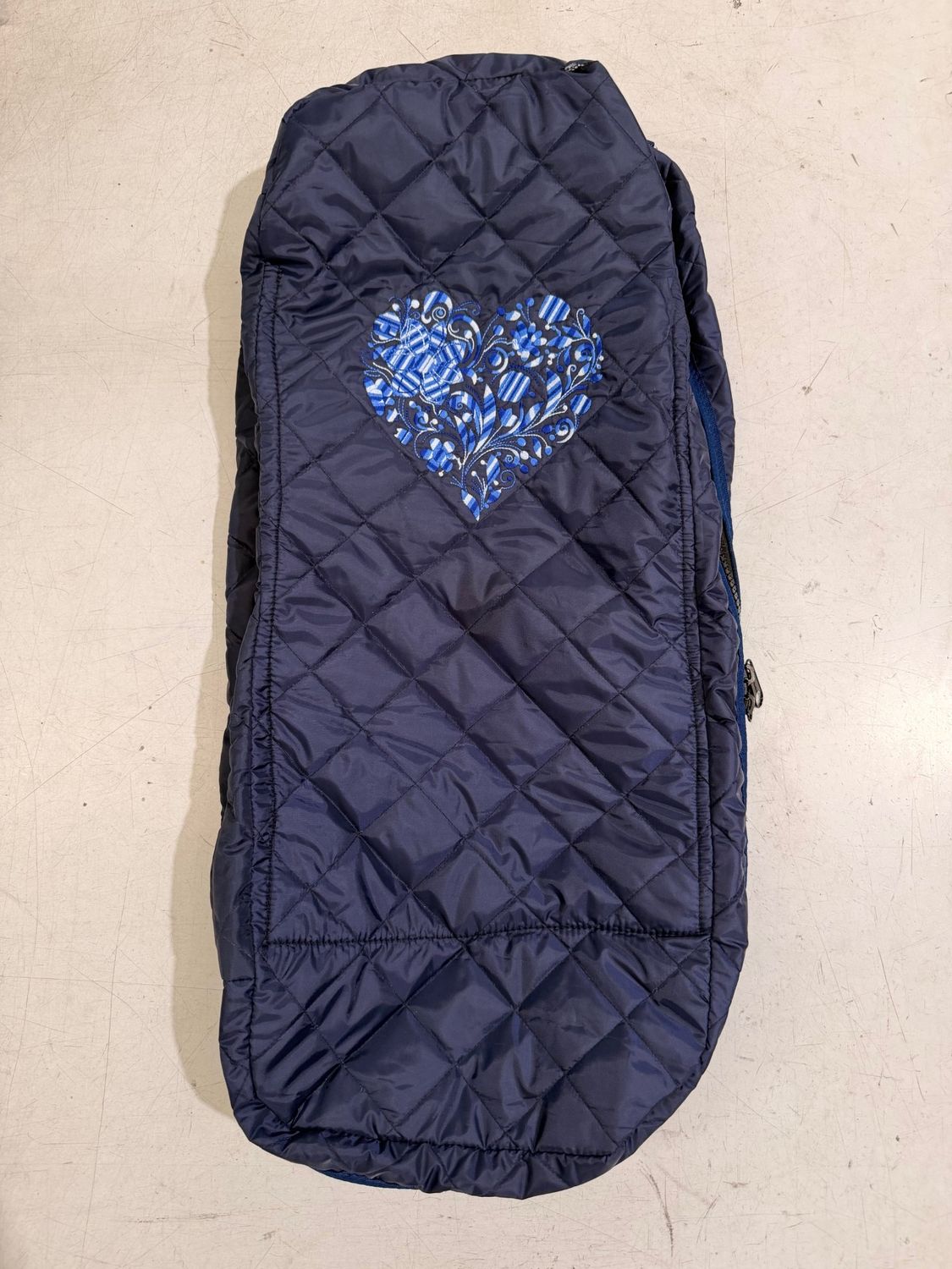 Bridle Bag - Quilted Navy  with Heart embroidery