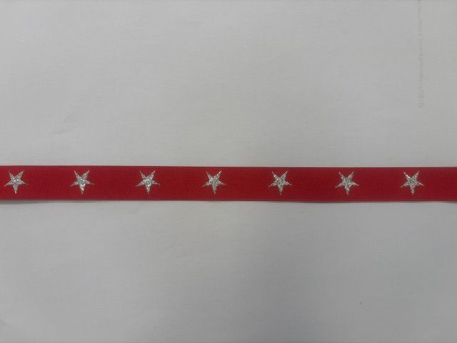 Star binding - Red with Silver stars