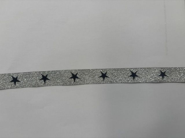 Star binding - Silver with navy stars