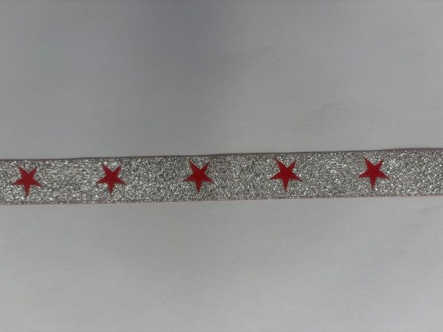 Star binding - Silver with Red stars