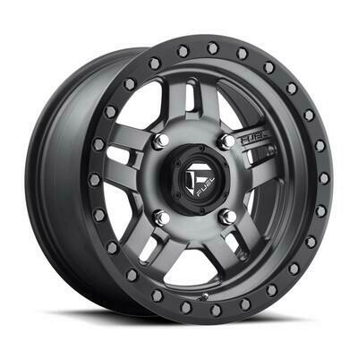 Fuel D558 15x7 4x136 4x137 +13mm Matte Gun Metal Black Bead Ring Simulated Beadlock Wheel