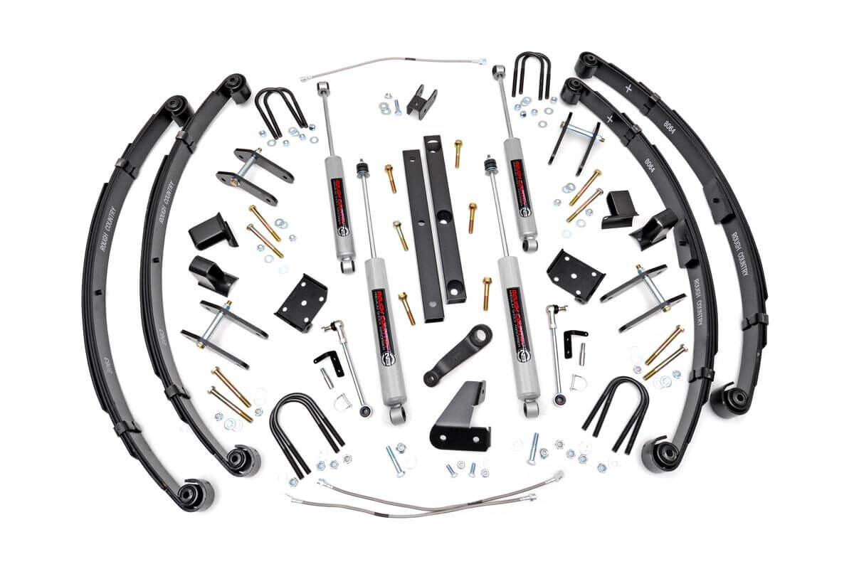 Rough Country 4.5 Inch Jeep X-Series Suspension Lift Kit (Military Wrap Springs) For 1987-1995 Wrangler YJ 4WD