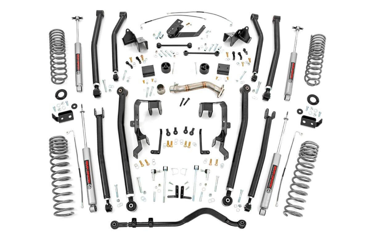 Rough Country 4 Inch Jeep Long Arm Suspension Lift Kit (3.6 L) For 07-18 Wrangler JK 2 Door