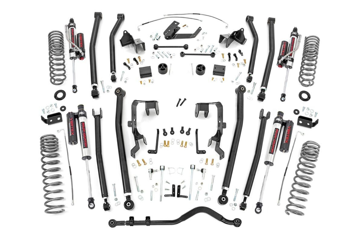 Rough Country 4 Inch Jeep Long Arm Suspension Lift Kit (Vertex Reservoir) 3.8 L For 07-18 Wrangler JK 2 Door