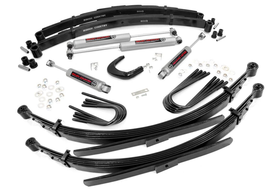 Rough Country 4 Inch GMC Suspension Lift Kit With (52 in Rear Leaf Springs) 1977-1991Chevy/GMC Half Ton 4WD