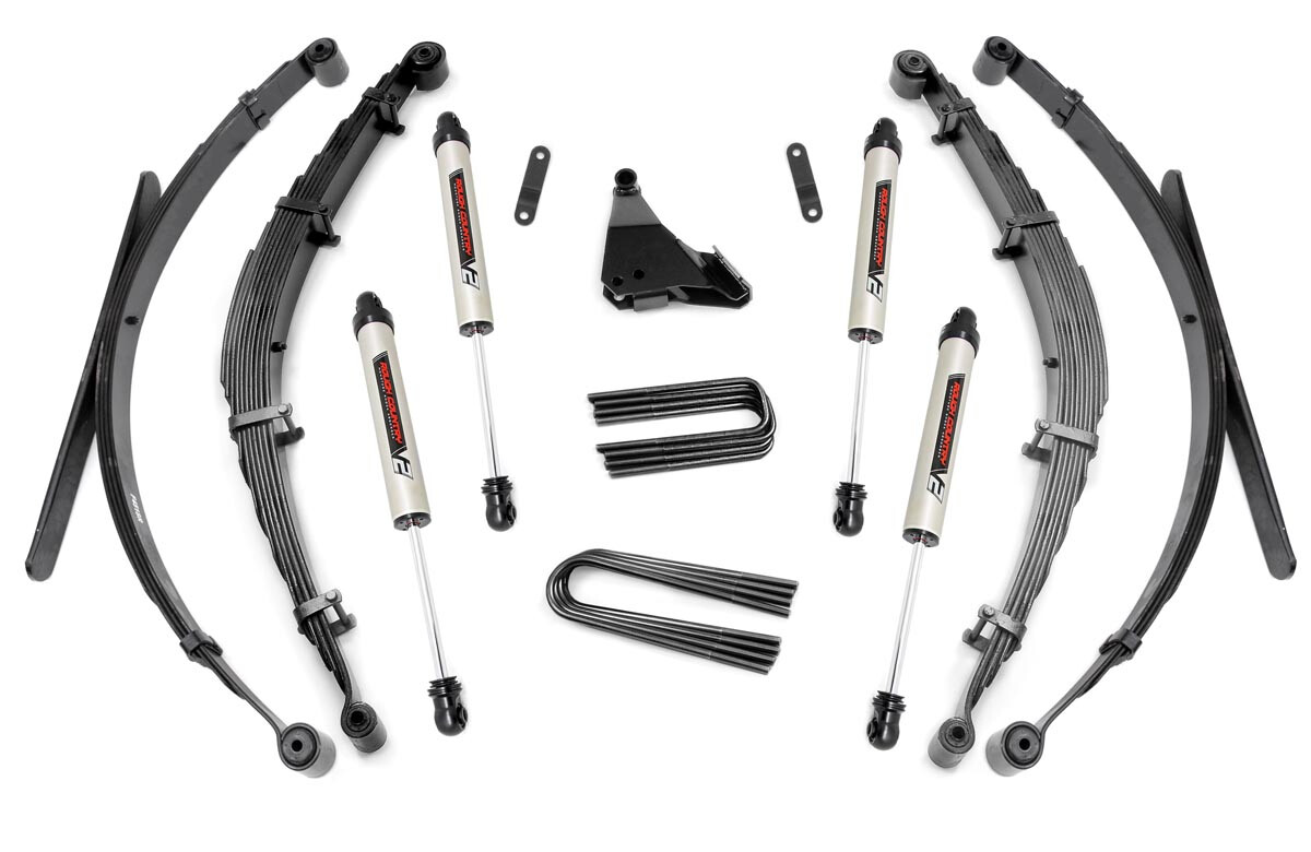 Rough Country 4" Ford Suspension Lift System For (99-04 F-250/350 Super Duty 4WD) With V2 Monotube Shocks